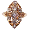 Art Deco .13 Carat Diamond Statement Ring in 14 Karat Gold and Platinum