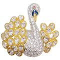 KJL Kenneth Jay Lane Swan Pave Cubic Zirconia & Enamel Pin Brooch in Gold