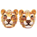 Jay Strongwater "Delightful" Enamel Tiger Head Post Earrings in Gold