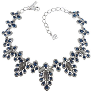 Oscar de la Renta Multicolored Parlor Link Necklace, Blue and Gray, Silvertone