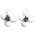 Oscar de la Renta Painted Grapefruit Flower Clip On Earrings, Gray, White