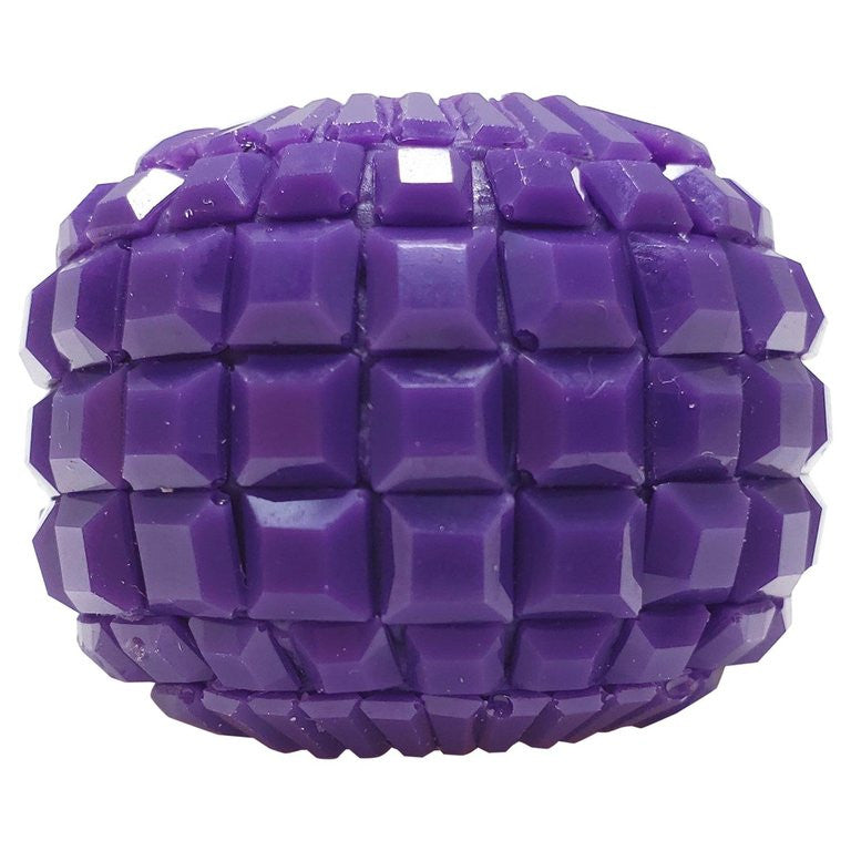 Oscar de la Renta Carved Purple Resin and Crystal Ring in Antique Brass Tone