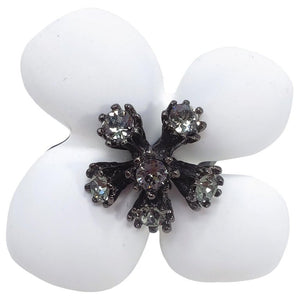 Oscar de la Renta Painted Grapefruit Flower Ring, Gray, White