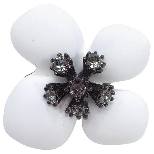 Oscar de la Renta Painted Grapefruit Flower Ring, Gray, White