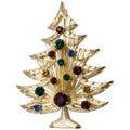 Brooks Harp Christmas Tree Pin Brooch with Prong Set Multicolor Crystals in Gold