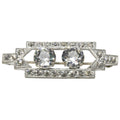 Art Deco Clear Prong Set Crystal Rectangular Pin in Silver Tone