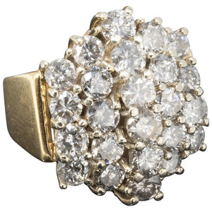 Certified 4 Carat 24 Count Diamond Statement Ring in 14 Karat Yellow Gold
