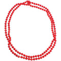 Faceted Sea Coral Bead Long Rope Necklace, Genuine  Coral 70"