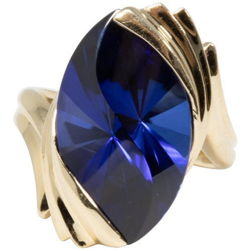 Custom Cut Sapphire Cocktail Ring in 14 Karat Gold