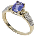 Amethyst and Diamond 10 Karat Yellow Gold Ring, Solitaire Prong Setting
