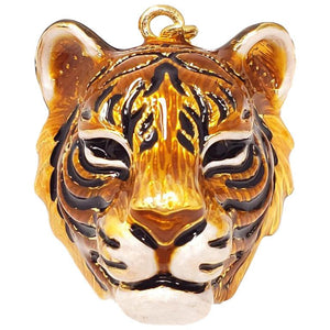 Jay Strongwater "Delightful" Enamel Tiger Head Charm in Gold