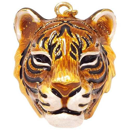 Jay Strongwater "Delightful" Enamel Tiger Head Charm in Gold