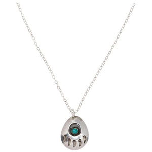 Native American Bear Claw Sterling Silver and Turquoise Pendant Necklace
