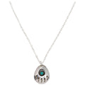 Native American Bear Claw Sterling Silver and Turquoise Pendant Necklace