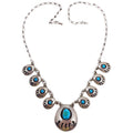 Native American Bear Claw Link Sterling Silver Turquoise Pendant Necklace