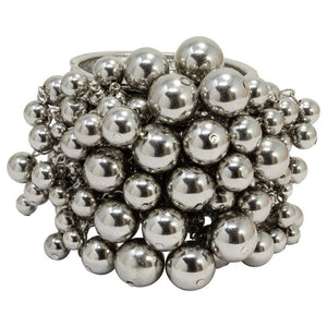 Oscar de la Renta Silver Metallic Sphere Embellished Cluster Bangle Bracelet