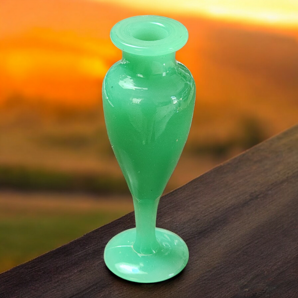 5 1/2 in Jadeite Uranium Glass Perfume Bottle Vase