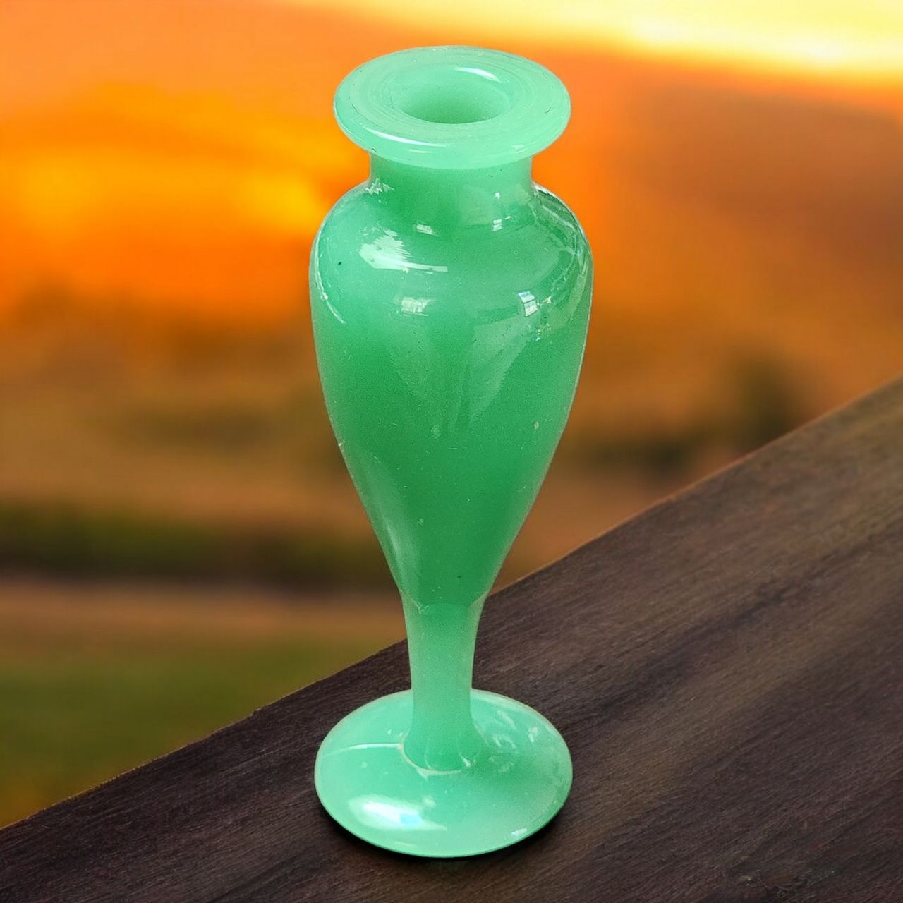 5 1/2 in Jadeite Uranium Glass Perfume Bottle Vase