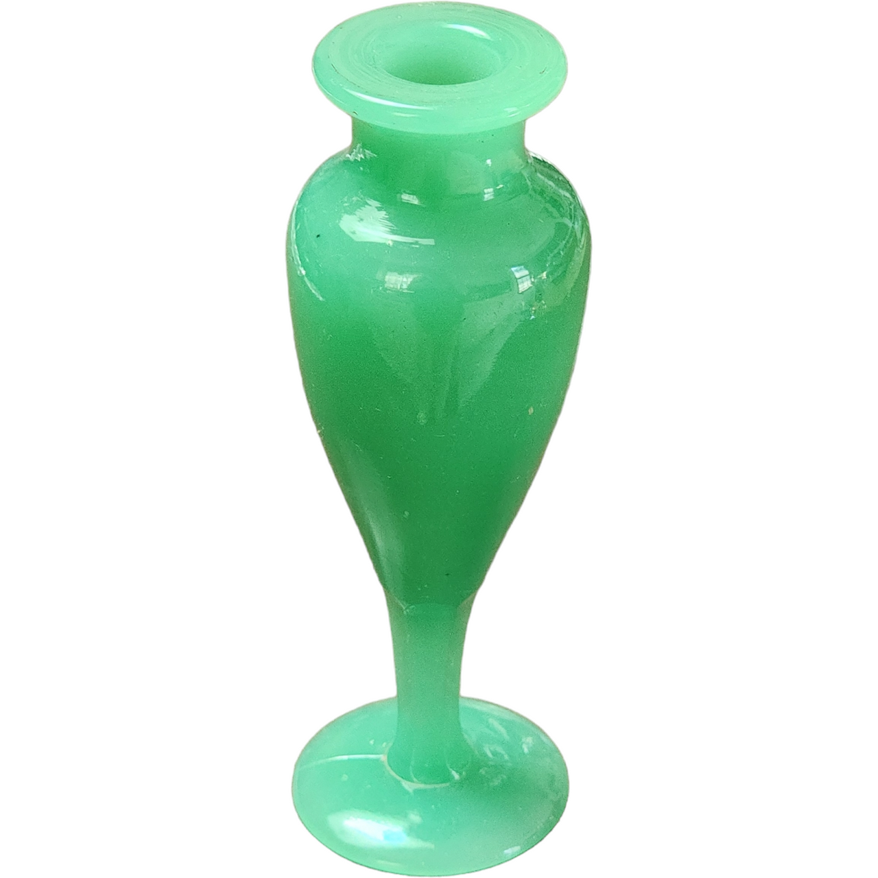 5 1/2 in Jadeite Uranium Glass Perfume Bottle Vase