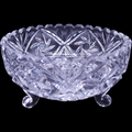 5" American Cut Lead Crystal Round 3-Toed Crimped Bowl Vase