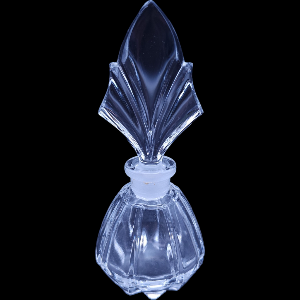 5" Crystal Perfume Bottle with Stopper Faceted Ribbed Ridges