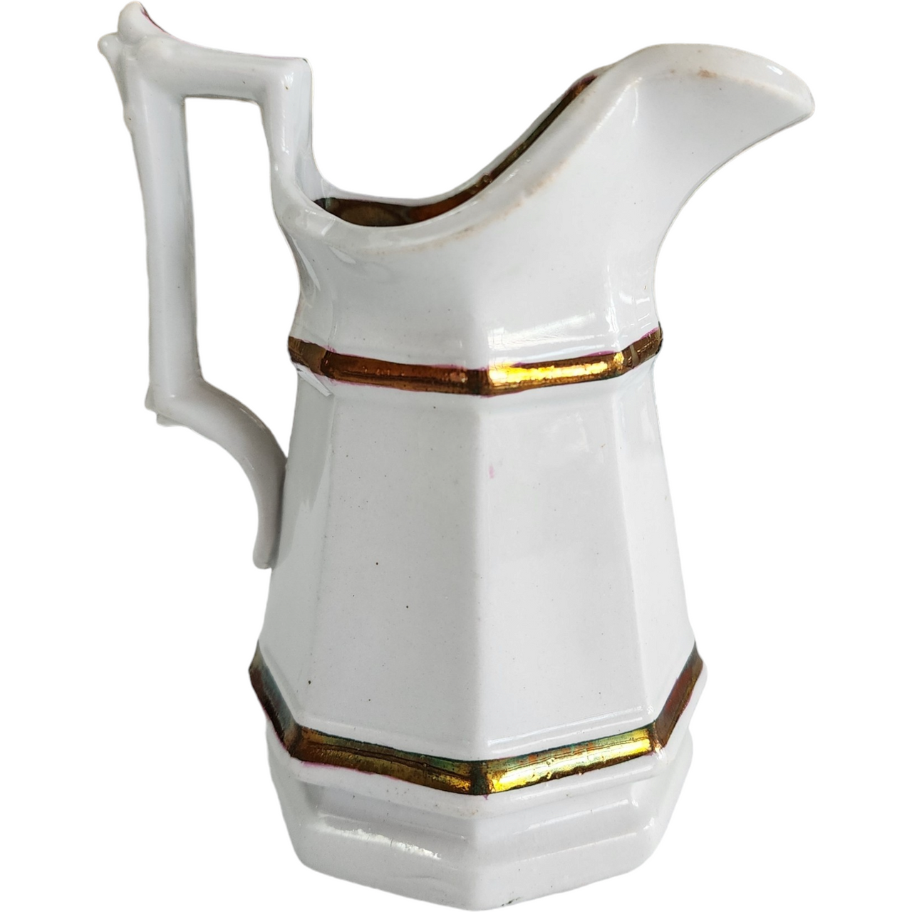 5" Edward Walley Small Full Panelled Gothic Copper Band White Ironstone Pitcher Jug
