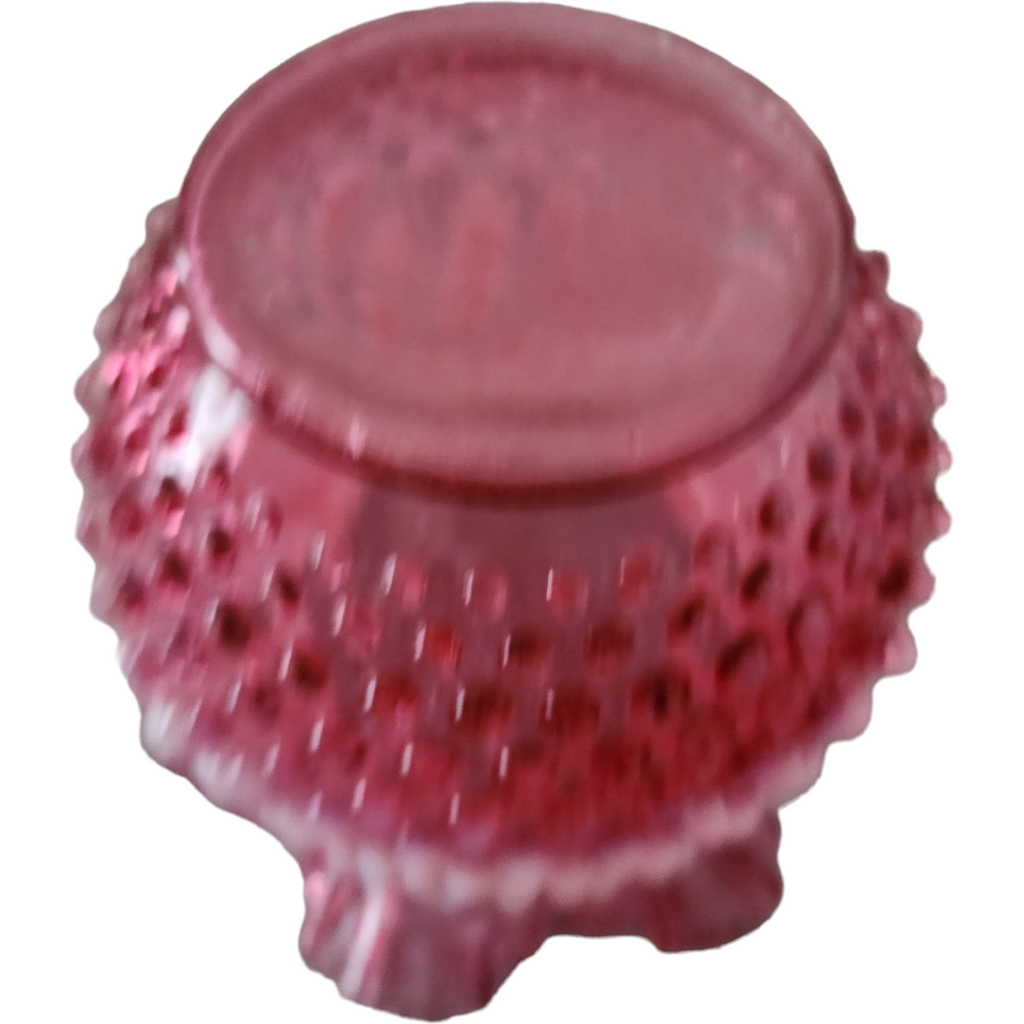 5" Fenton Hobnail Cranberry Opalescent Double Crimped Vase