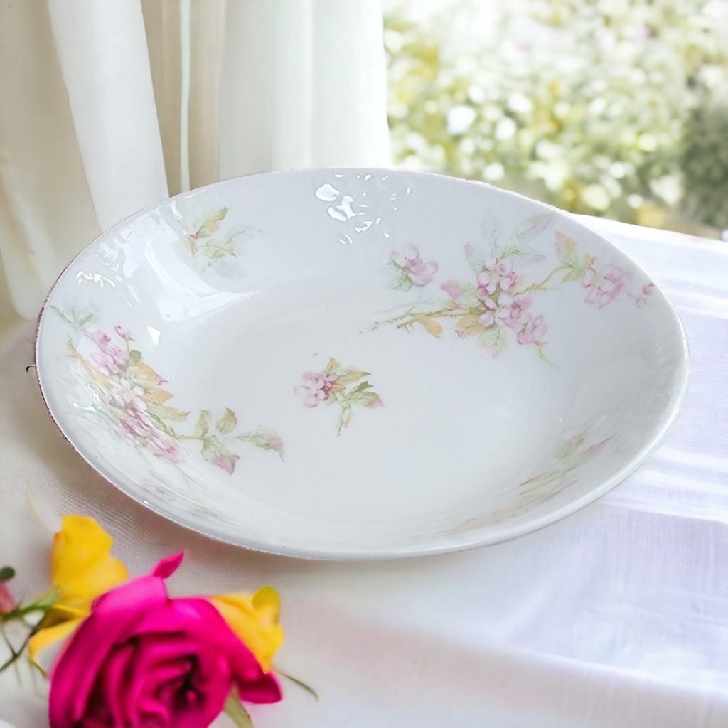 5" Haviland Limoges Schleiger Pink & Lavender Flowers France Fruit Dessert Sauce Bowl