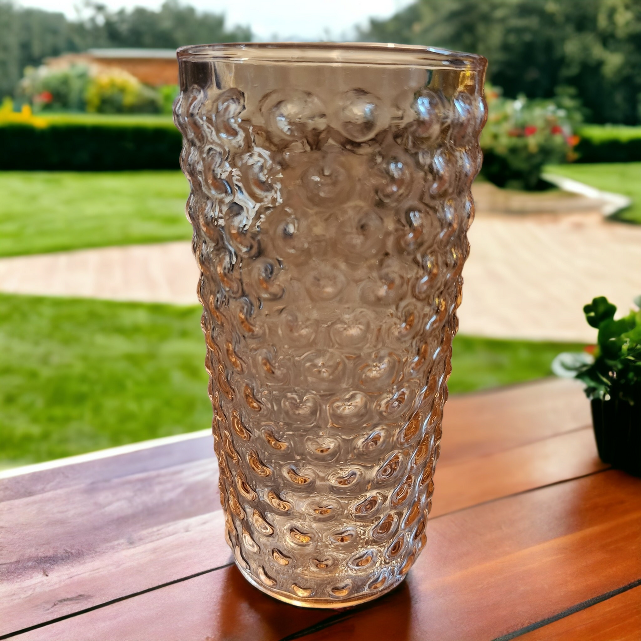 5" MacBeth-Evans Machob Pink Hobnail 12 Oz Flat Tumbler