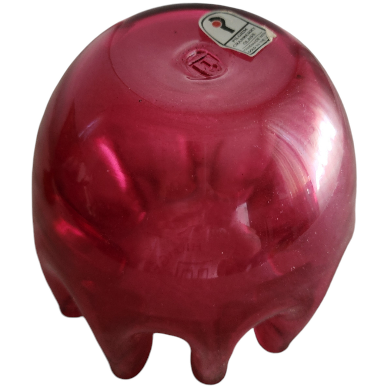 5" Pilgrim Glass Cranberry Optic Rose Bowl Vase