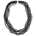 12 Strand Black Spinel Bead Necklace with 14K Yellow Gold Clasp