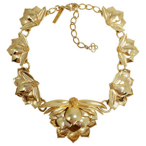 Oscar de la Renta Bold Gold Petal Flower Link Necklace