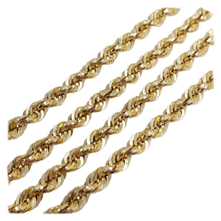 14 Karat Yellow Gold Twisted Textured Rope Simple Chain, 7.3g