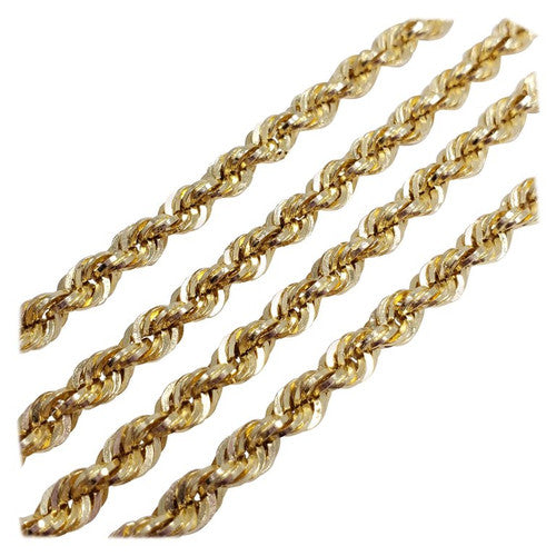 14 Karat Yellow Gold Twisted Textured Rope Simple Chain, 7.3g