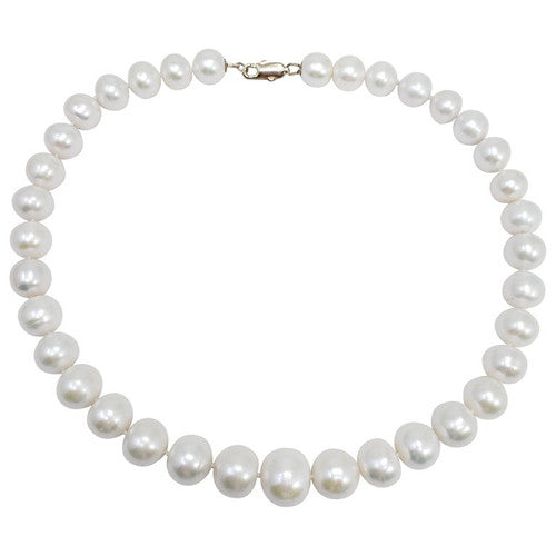 South Sea Pearl Graduated Knotted String Necklace 14 Karat Yellow Gold Clasp