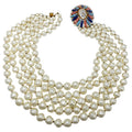 Marvella Five Strand Faux Pearl Necklace & Crystal Clasp