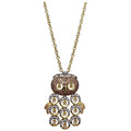 KJL Kenneth Jay Lane Embellished Pave Cubic Zirconia Owl Pendant Necklace