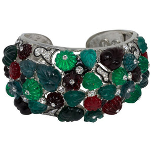 Kenneth Jay Lane KJL Art Deco Tutti Frutti Fruit Salad Cuff Bracelet