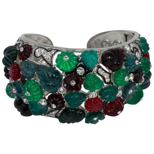 Kenneth Jay Lane KJL Art Deco Tutti Frutti Fruit Salad Cuff Bracelet
