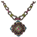 Heidi Daus Embellished Large Pendant Pave Crystal Rope Motif Link Necklace