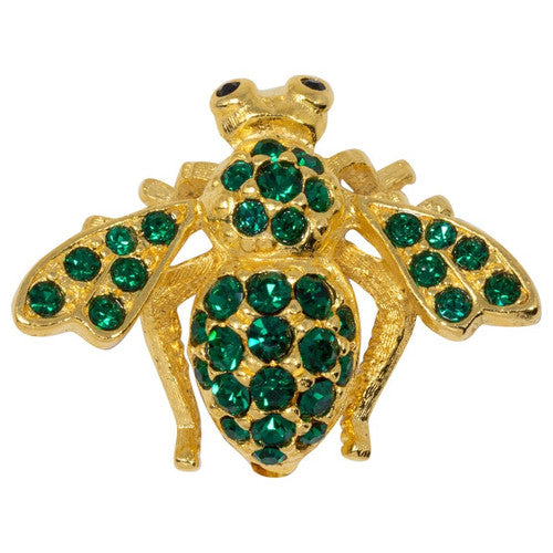 Joan Rivers Green Crystal Bee Wasp Pin Brooch in Gold, Classics Collection