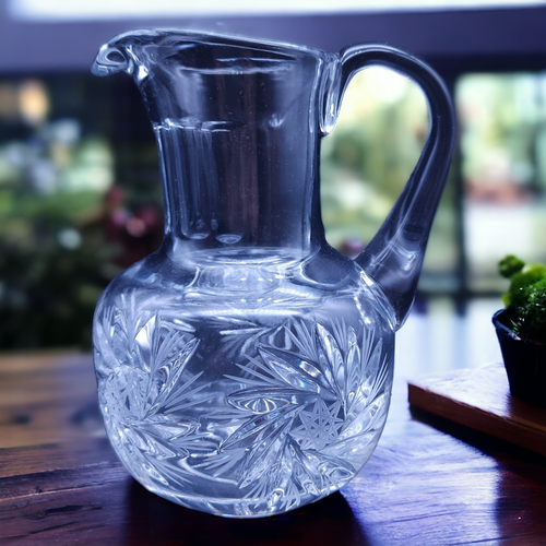 6" American Brilliant Cut Lead Crystal  20 Oz Pitcher