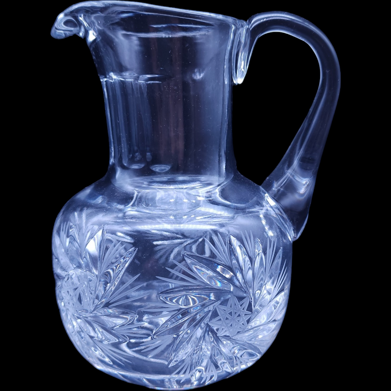 6" American Brilliant Cut Lead Crystal  20 Oz Pitcher