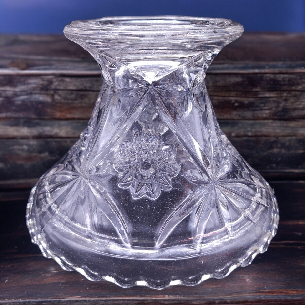 6" Anchor Hocking Prescut Clear EAPG Glass Punch Bowl Stand