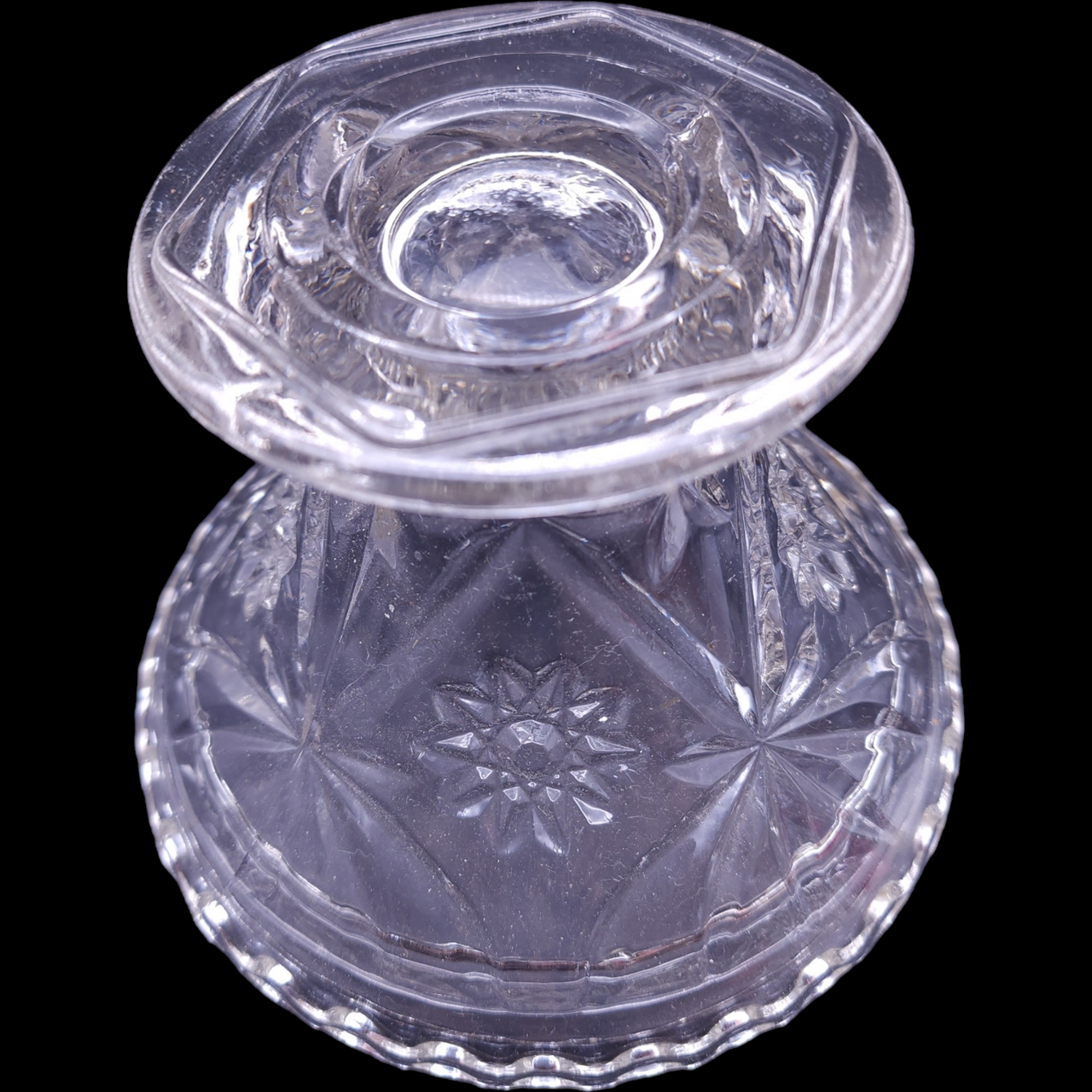 6" Anchor Hocking Prescut Clear EAPG Glass Punch Bowl Stand