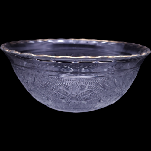 6" Anchor Hocking Sandwich Clear Gold Trim Scalloped Bowl