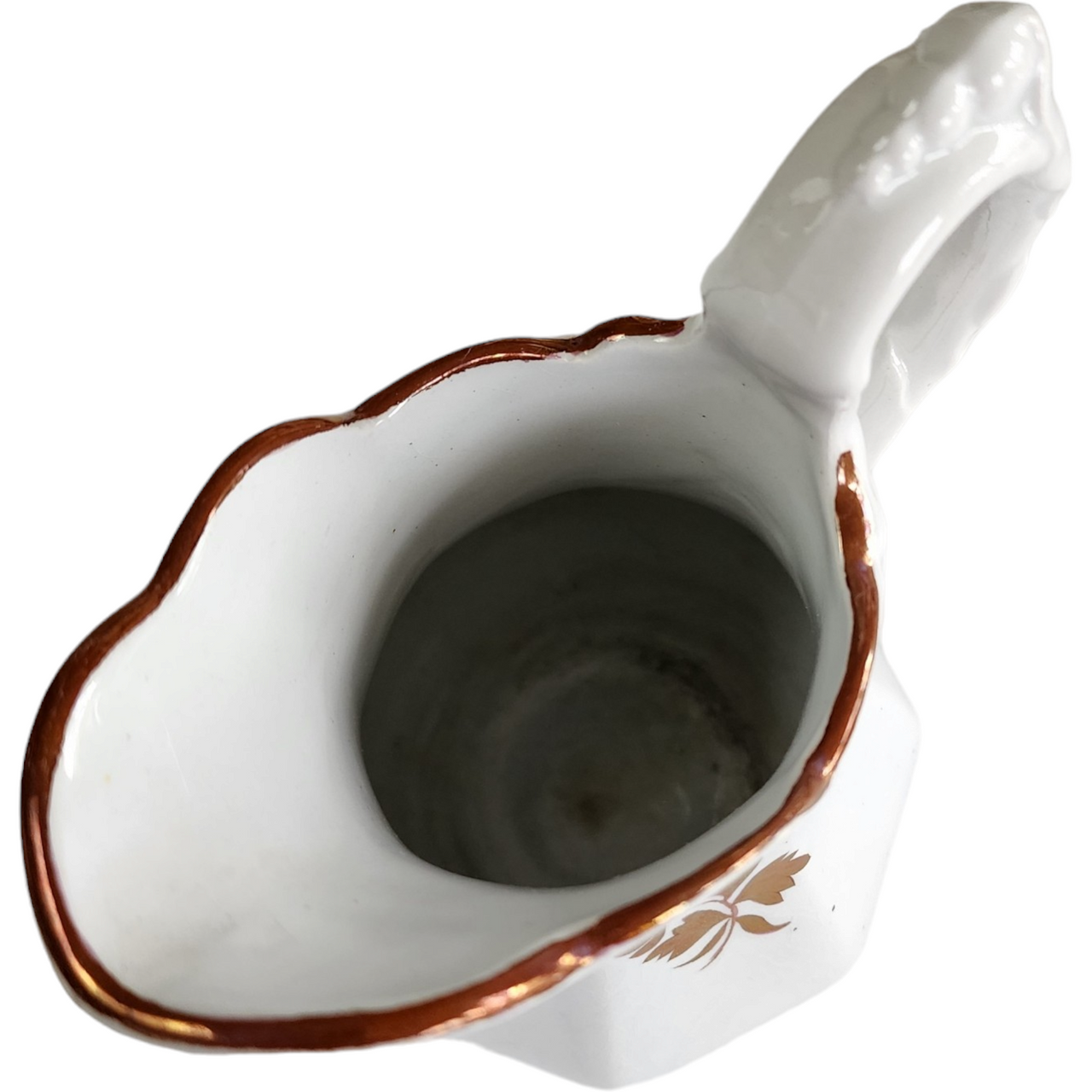 6" Anthony Shaw Hanging Leaves Copper Band White Ironstone Pitcher Jug