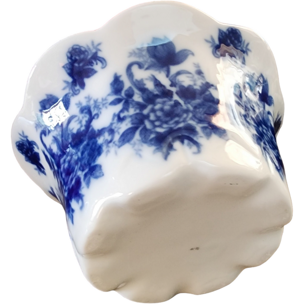 6" Cracker Barrel Blue And White Handled Basket