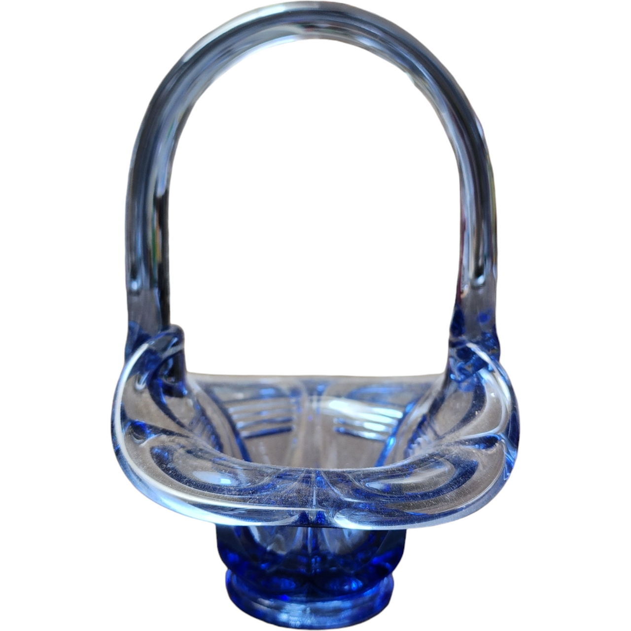 6" Fenton Art Glass Small Periwinkle Blue Basket Vase