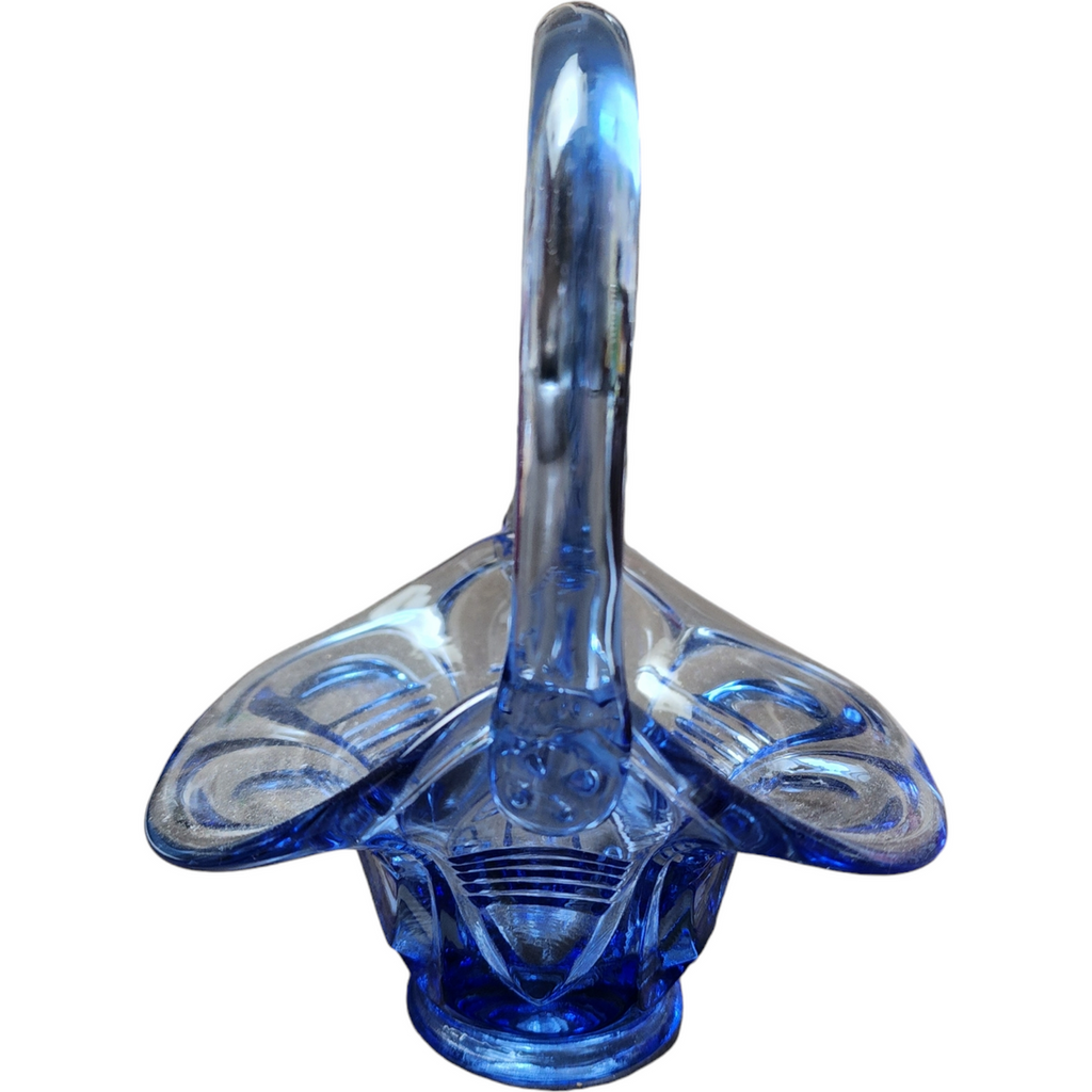 6" Fenton Art Glass Small Periwinkle Blue Basket Vase
